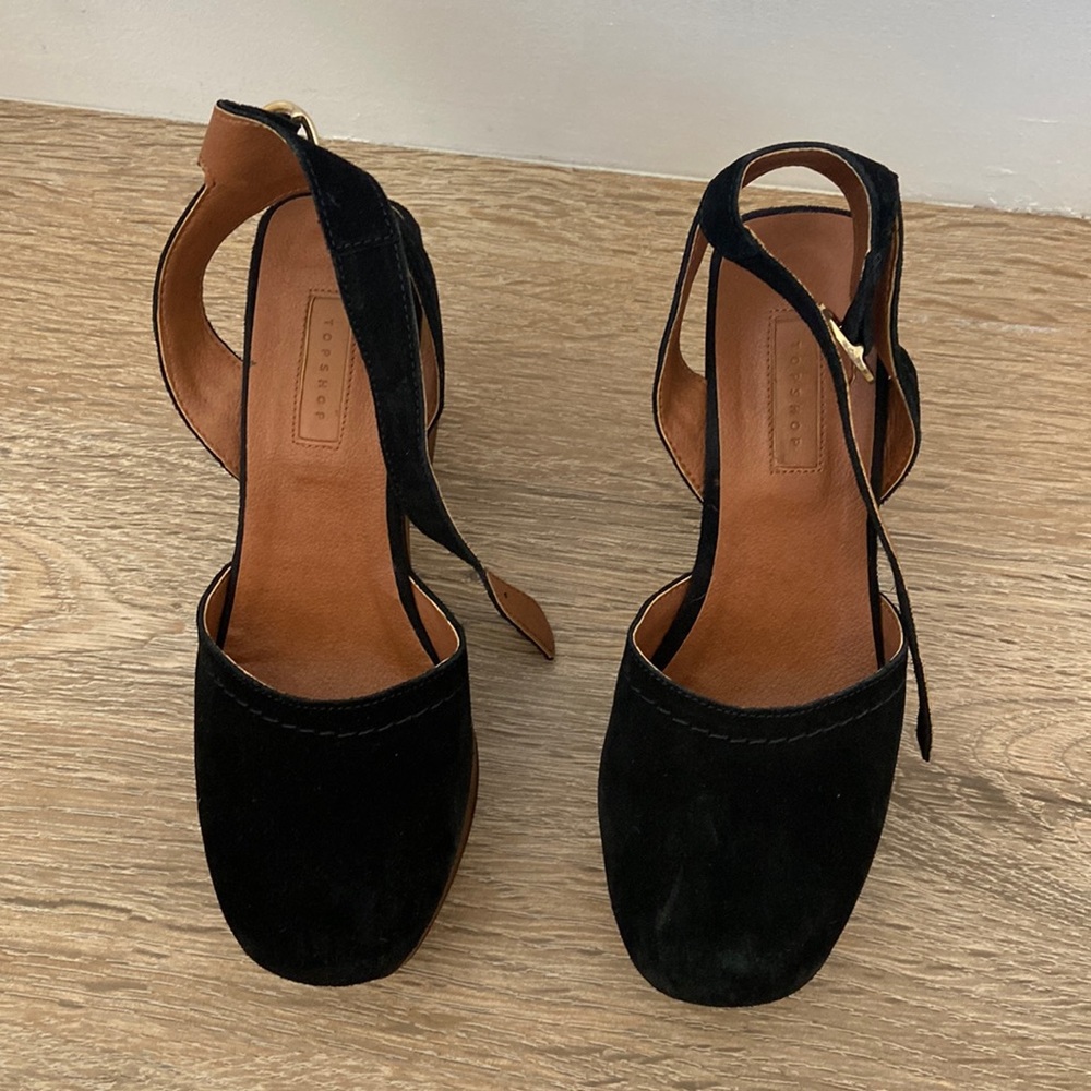 TOPSHOP / Mary Jane platform heels black suede - 37/6.5